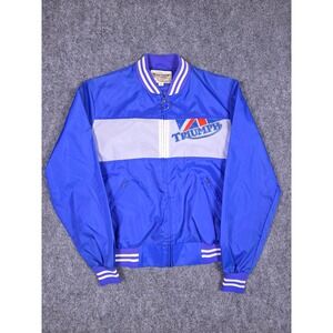 Vintage Triumph Windbreaker Jacket Mens Medium Blue Motorcycle Bomber Zip Up